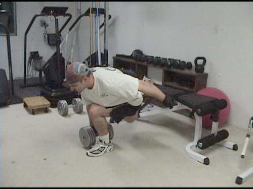 One Leg Dumbell Split Squat On Bench In Bent-Over Position...A Unique Lower Body and Posterior Chain Exercise
